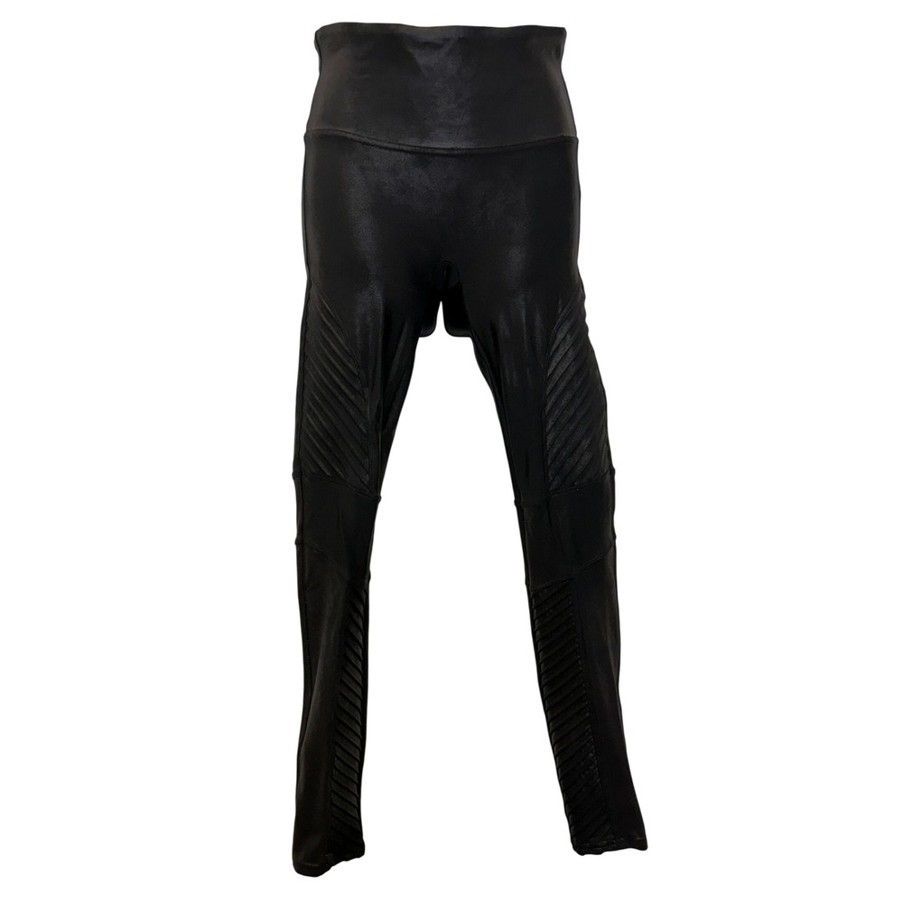 Spanx Moto‎ Faux Leather Leggings Size Medium | High-Waisted Shaping Pants